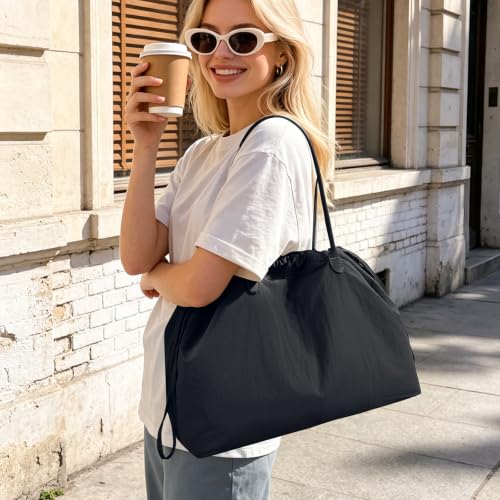 Bolso Tote de Nylon para Mujer con Cierre de Cordón miniatura 2