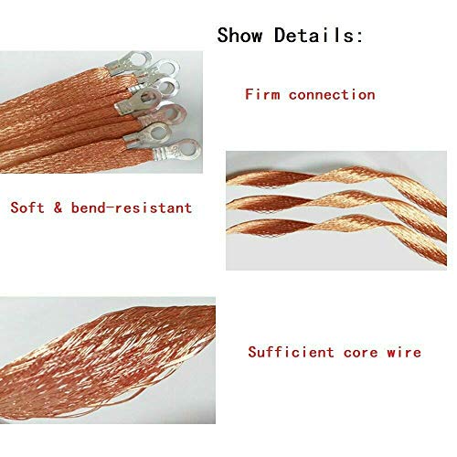 11.8'' Universal Automotive Heavy Duty Engine Braided Copper Ground Strap (Pack Of 5) #TOP2