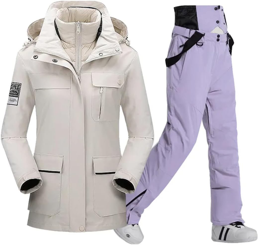 Women Winter Warm Windproof Outdoor Sports Snow Down Jackets And Pants Snowboard Wear Camping Overalls