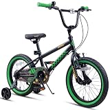 Glerc NuNu 16-calowy rower dziecięcy dla chłopców w stylu BMX dla dzieci w wieku 4-, 5-, 6-, 7- i 8-latków, z dwoma hamulcami ręcznymi, kółkami podporowymi, stojakiem i regulowaną kierownicą