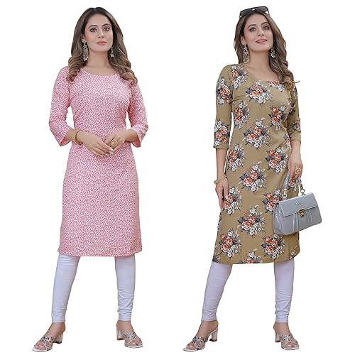 Image of Women's Multicolor Exclusive Crepe Kurta||Pack of 2 Kurta||Kurta for Women