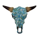 Treasure Gurus Southwestern Turquoise Mosaic Steer/Bull/Cow Skull and Horns