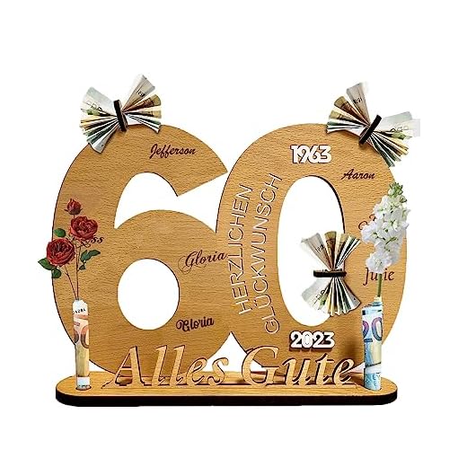 Libro de Visitas de Letrero de Madera ,2023 Tarjeta felicitacion 60 años Cumpleaños Regalos - Aniversario Bodas Regalos - de Madera Libro de Visitas- Cumpleaños Dinero Regalo Letrero de Madera (60)