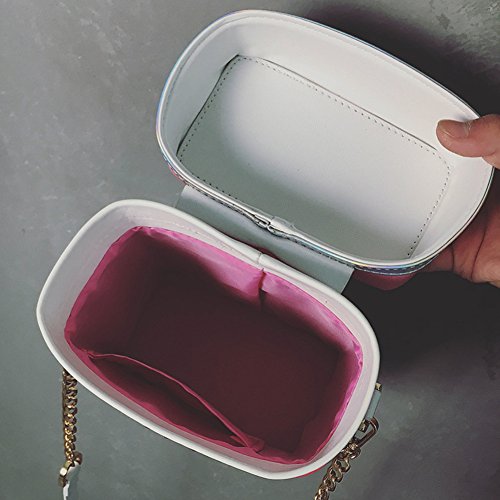 Sac boîte paille rose avec chaîne métallique chic et rigide - 3
