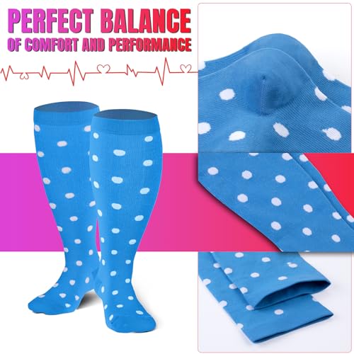 Image of bropite 3 /4 Pairs Plus Size Compression Socks Extra Wide Calf Women&Men 20-30mmHg Support Dancing Cycling Running Climbing