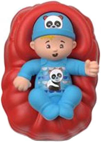 Pieza de repuesto para la familia Fisher-Price Little People Big Helpers - FRM72  Figura de bebé de repuesto en traje de panda azul y canasta roja