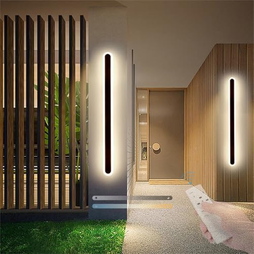 Applique murale LED extérieure noire 100cm dimmable avec télécommande