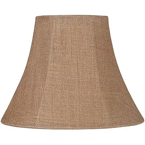 Natural Burlap Medium Bell Lamp Shade 7" Top x 14" Bottom x 10.5" High (Spider) Replacement with Harp and Finial - Springcrest Cover