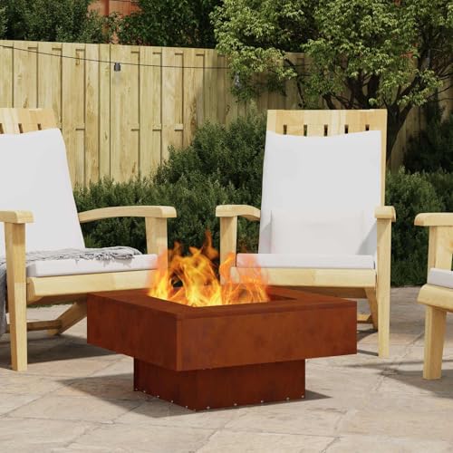 sephironlbb Brasero marrón de acero resistente a la intemperie 60 x 60 x 30 cm cuadrado para jardín y exterior con material resistente al calor, ideal para calefacción y reuniones acogedoras