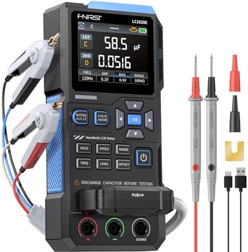 FNIRSI LC1020E 100kHz LCR Meter, 19,999 Counts Resistor Inductor Capacitor Tester, Auto Component Detect, Measures ESR/Q/D/θ/X, 2.8” Color TFT, Dual Parameter Display, Sorting & Open/Short Calibration