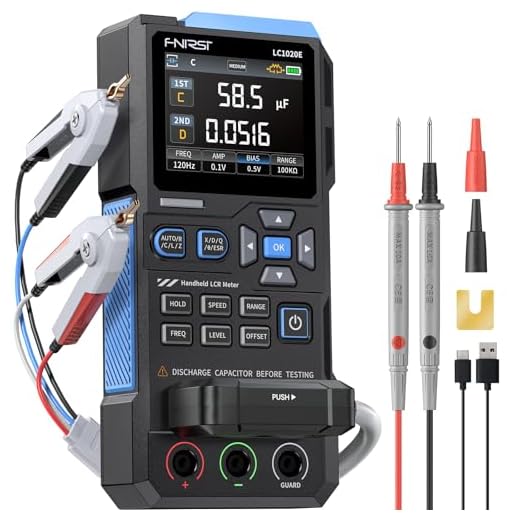FNIRSI LC1020E 100kHz LCR Meter, 19,999 Counts Resistor Inductor Capacitor Tester, Auto Component Detect, Measures ESR/Q/D/θ/X, 2.8” Color TFT, Dual Parameter Display, Sorting & Open/Short Calibration