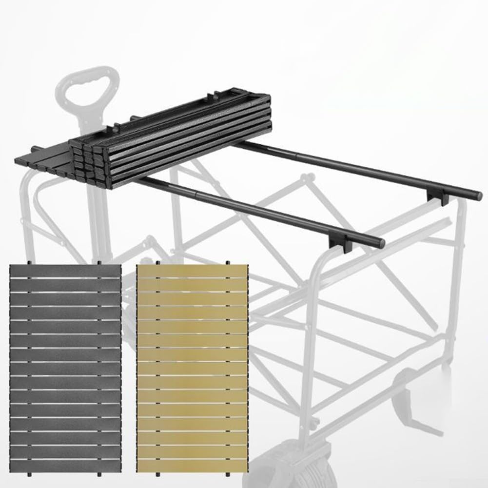 Zusammenklappbarer Camping-Trolley mit Tischplatte für Garten, Bollerwagen, Tischbrett, 55 x 95 cm (schwarz)