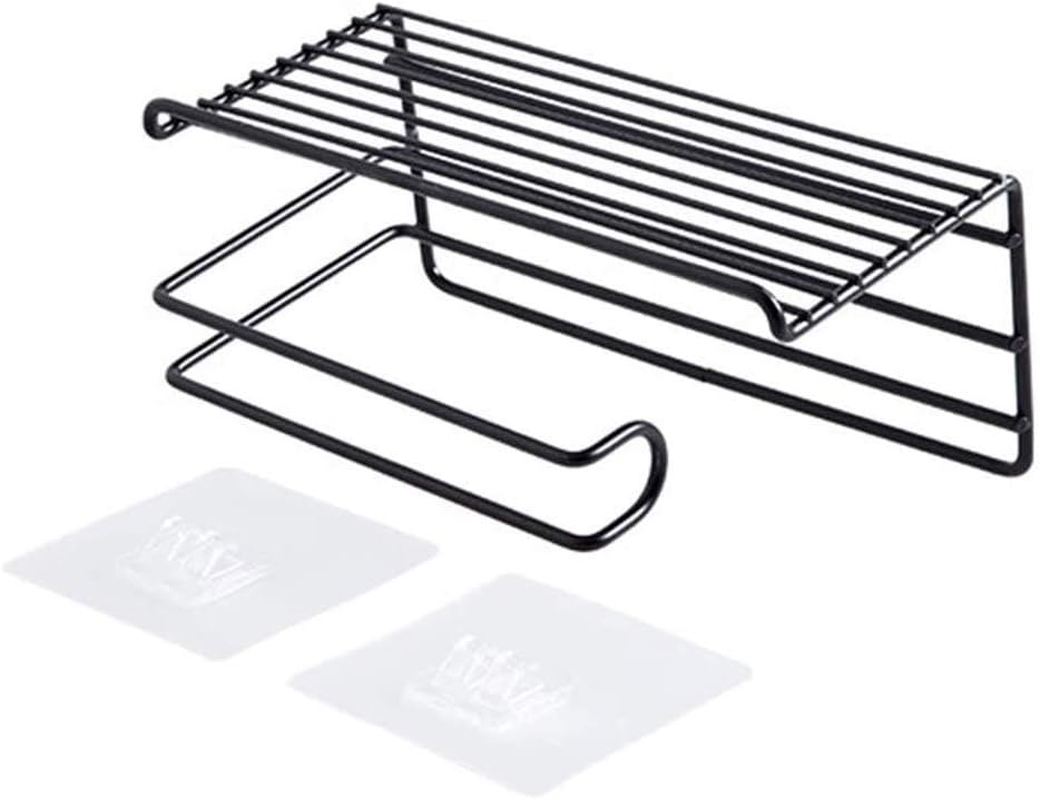 Creative Punch Free Tissue Holder Wrought Iron Wall Mounted Toilet Multi Function Rack (Color : White) (White)