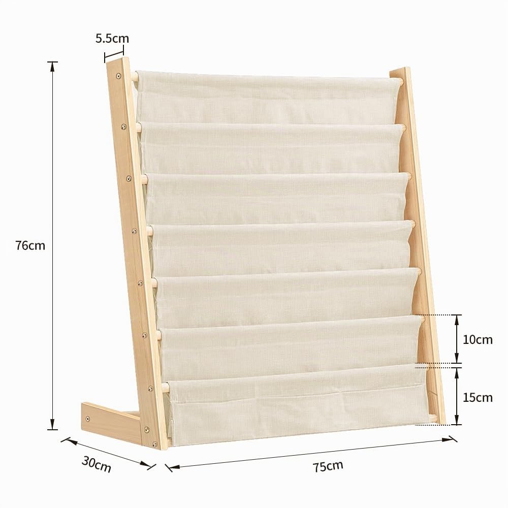 Biblioteca de almacenamiento para niños - Children's Supersized Bookcase Storage Rack con 5 terceros, Children's Bookrack, Bookshelf, Natural/White-75 x 30 x 79 cm, color madera (1 unidad)