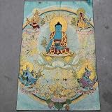 FENNYYAR Tibet Seidenstickerei, Nepal-Buddha-Thangka, 90 cm, Gemälde, Familie, Wanddekoration, Wandbild