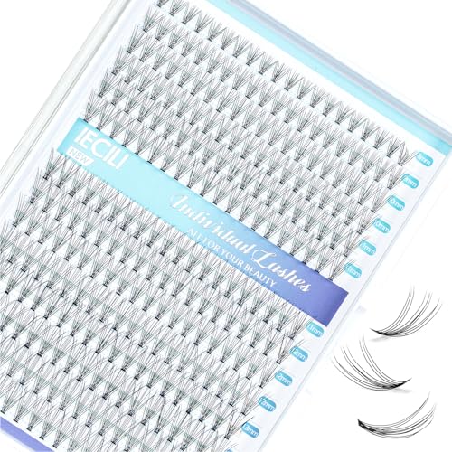 IECILI Lash Clusters Individual Lashes - 280pcs 10D Cluster lashes for DIY Lash Extensions -Super Thin & Soft Eyelashes 8-14mm D Curl Cluster Eyelash Extensions for Natural Wispy Look