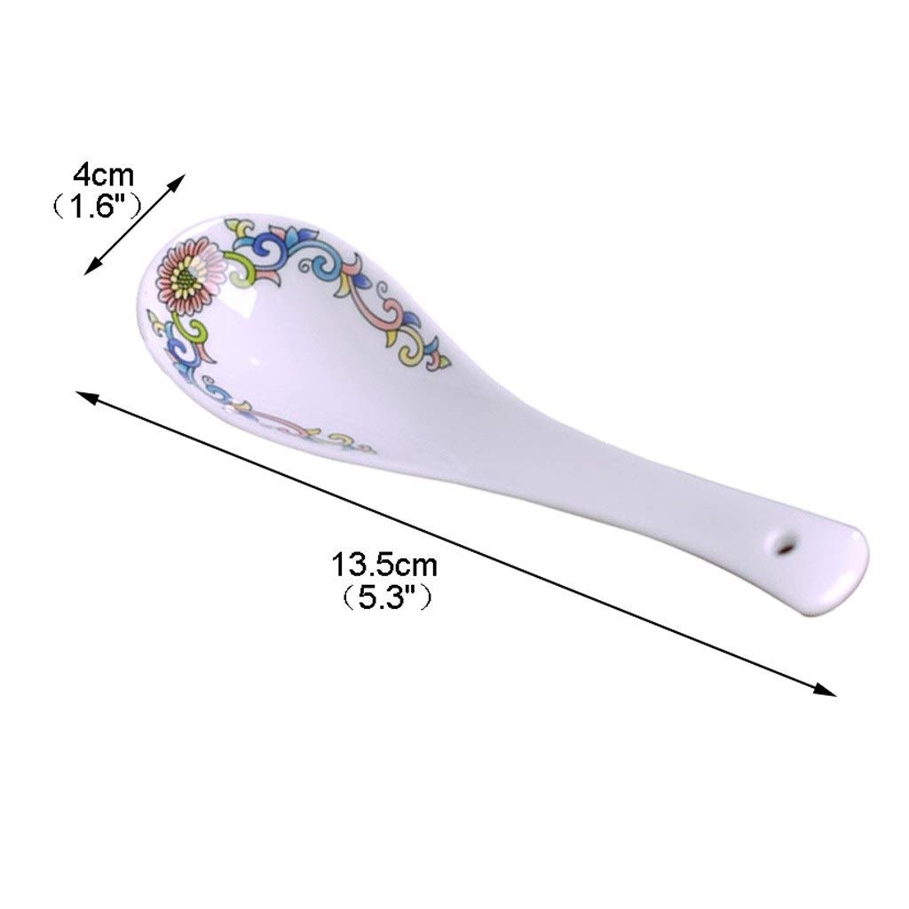 cuchara 6 porcelana azul y blanca de cerámica cuchara de sopa, té cucharas, cucharas de mesa, cucharas Postre restaurante cuchara de la porción fácil de limpiar Cuchara asiática cuchara sopera