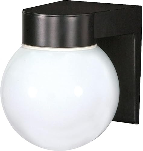 Miniatura 3 de Nuvo Lighting SF77140 - Lámpara de techo de aluminio fundido a presión para exteriores, para porche y patio, con globo de vidrio blanco, negro