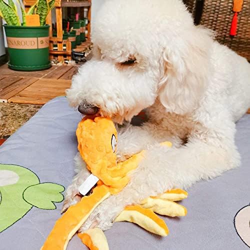 Cool Paws Squeaky Dog Interactive Play Octopus Toys in Purple - No Stuffing Plush Toys for Medium and Large Dog | Durable Pet Puppy Chewing Toy Crinkle Paper for Training and Entertaining