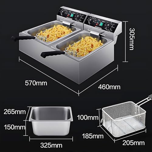 Freidora de encimera con cesta y tapa de acero inoxidable 20L 8