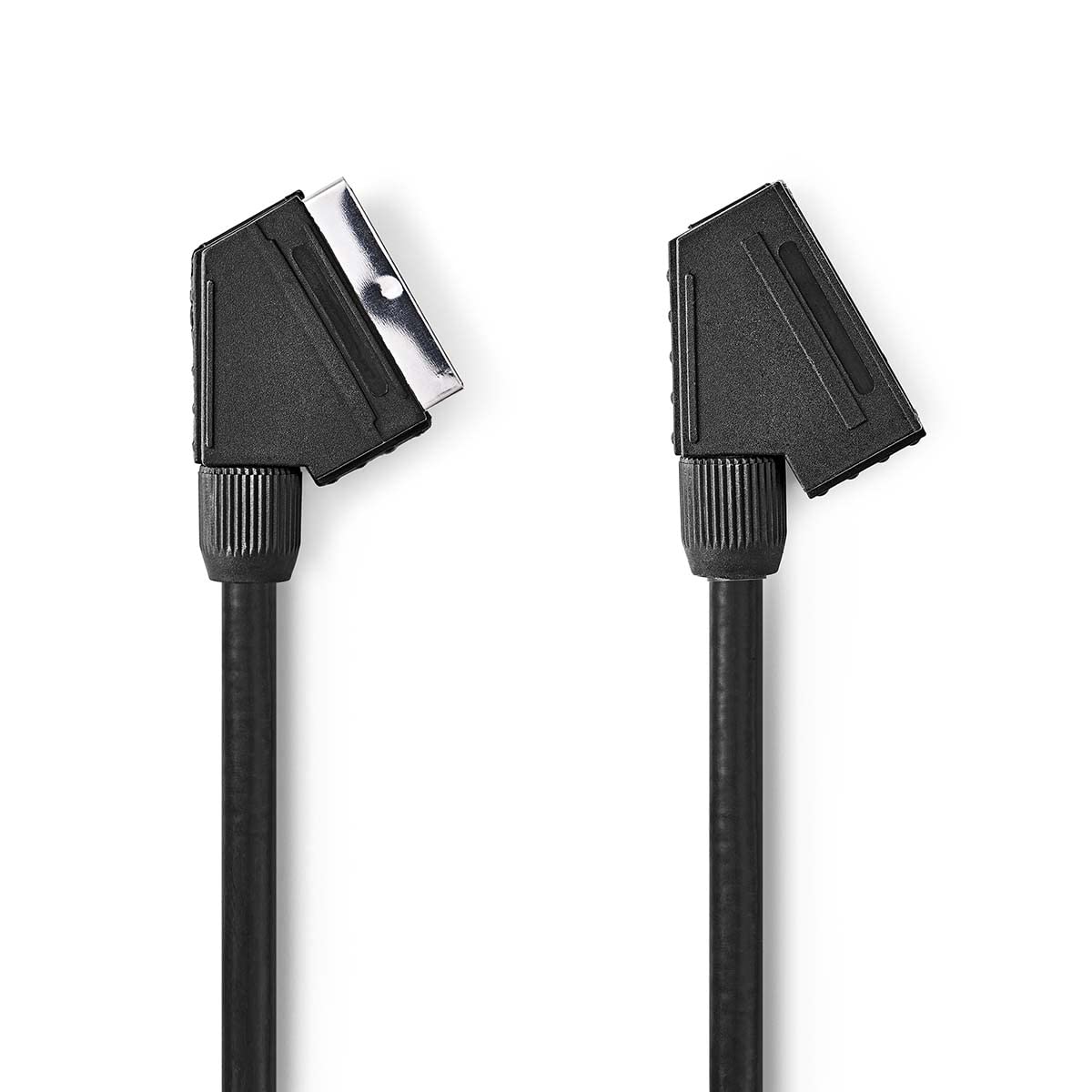 Nedis CVGP31011BK20 Câble péritel | Connecteur péritel | Prise péritel | Nickelé | 480p | 2 m | Rond | PVC | Noir | Enveloppe