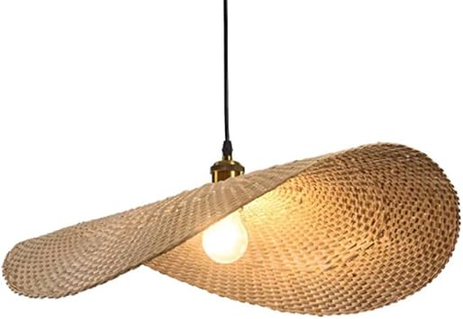 1-Piece Woven Bamboo Chandelier Set, Mid Century Lamp E27 Pendant Lights Decorations for Living Room Bedroom with Adjustable Cord Ceiling Lamp Country Corridor Lighting Hanging Lamp