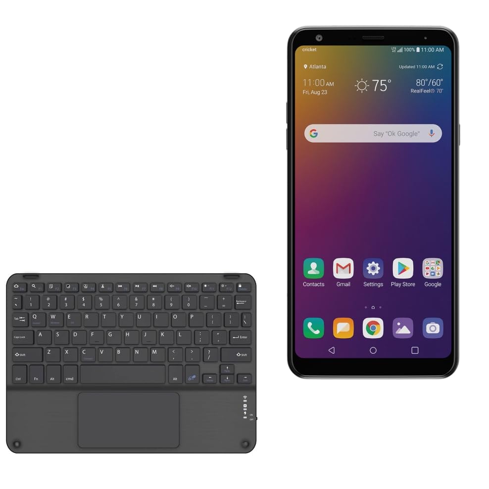 BoxWave Keyboard Compatible with LG Stylo 5 - SlimKeys Bluetooth Keyboard with Trackpad, Portable Slim TouchPad - Jet Black