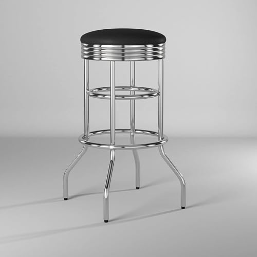 Miniatura 6 de Trinity Heavy Duty 30-Inch Backless Swivel Bar Stool for Kitchen, Garage, or Workshop, Chrome Finish with Faux Leather Seat, 1 Pack Pre-Assembled,