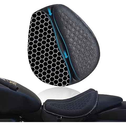 CHCYCLE Motorcycle Seat Cushion, Motorcycle Gel Seat Pad with 3D Honeycomb Shock-Absorbing Breathable Seat Cover Cover