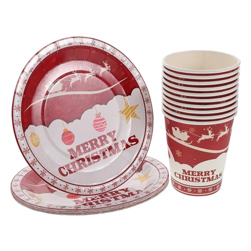 VERDANVERSE 20個クリスマスモチーフ使い捨て食器 点 ペーパープレート 紙コップ ホリデーパーティー用品 祝祭用テーブルウェア クリスマスディ