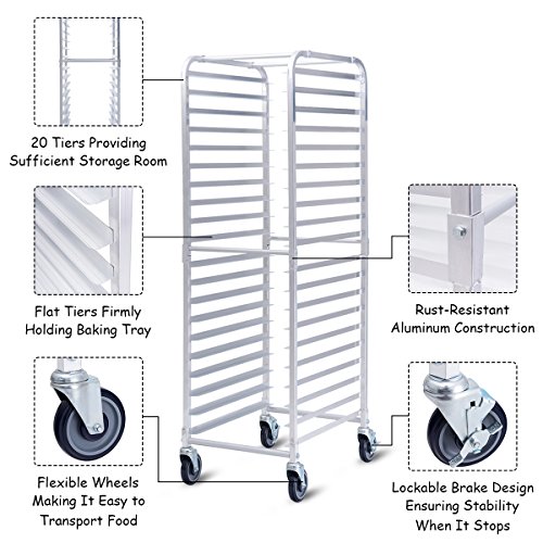 Giantex 20Tier Kitchen Bun Pan Sheet Rack Aluminum Bakery Rack Home