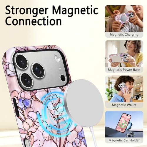 Coque iPhone 17 Pro Max esthétique motif verre teinté compatible MagSafe fleur mate - 5