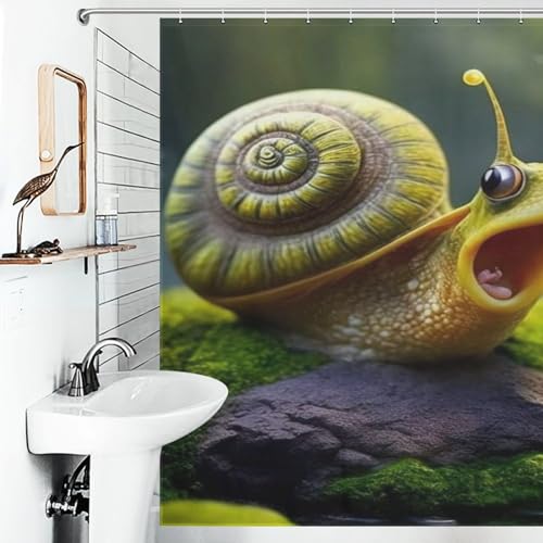 Rideau de douche escargots en polyester imperméable de 183x183cm