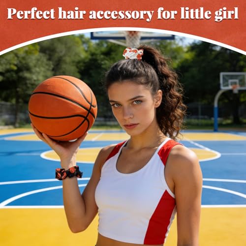AXEN 16PCS Basketball Hair Scrunchies, Sport Elastics Hair Ties Silk Scrunchies for Cheerleading Sports Fans - Thumbnail 3