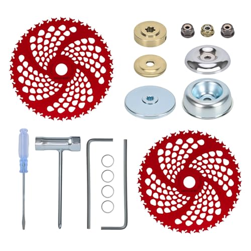 2 Pack 9 inch 36 Teeth Carbide Tipped Weed Eater Blade,Brush Cutter Blade for Weedeater,Weed Wacker Blade with Universal Adapter Kit,Machine Lawn Mower Accessories for Vines, Trim Trees, and Bushes