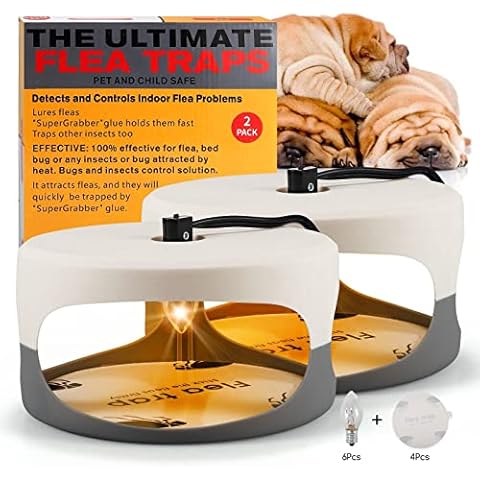 2 Pack Flea Traps with 4 Sticky Disc & 6 Bulbs Cover