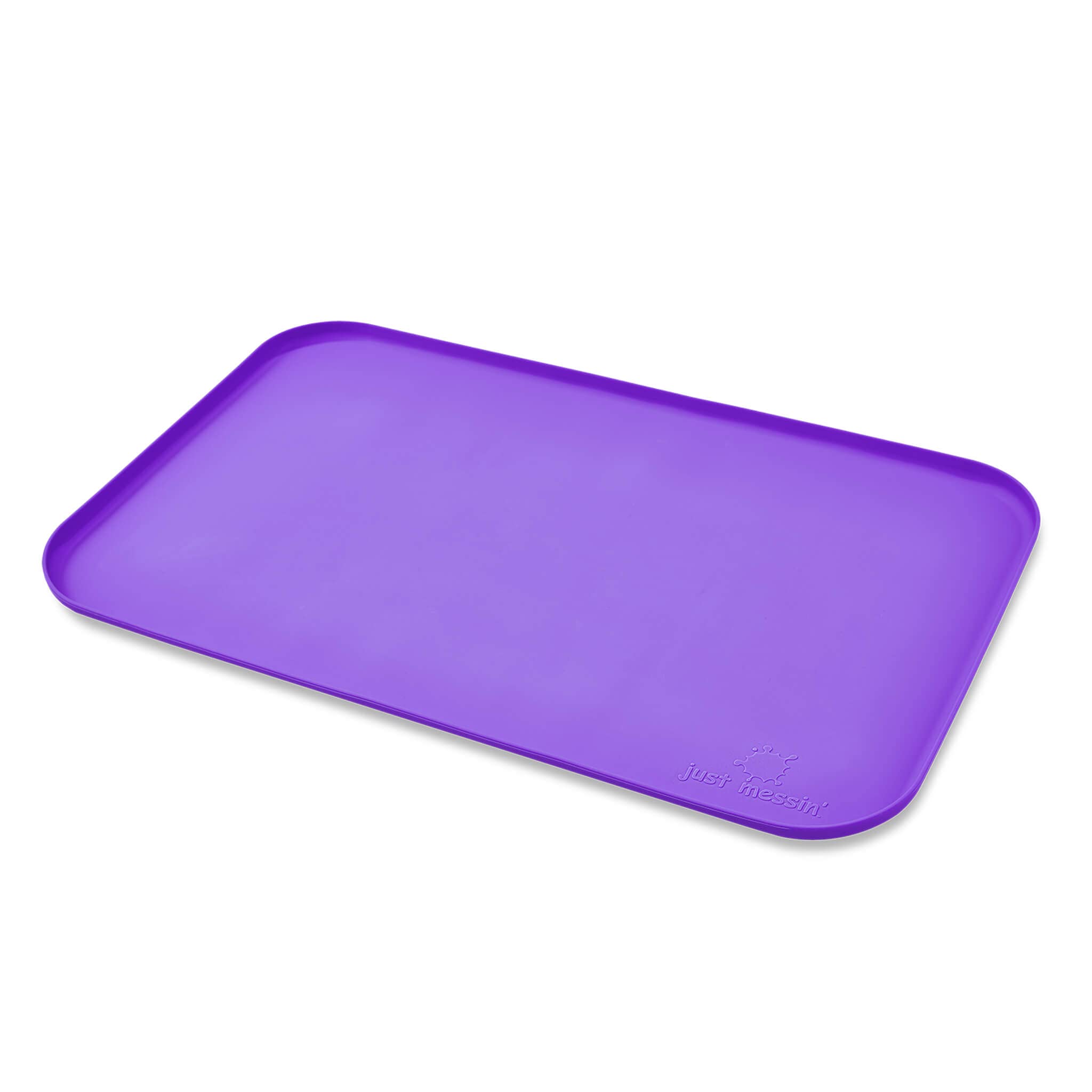 Silicone Art Mat for Crafts, Legos, Slime, Resin, Paint & Jewelry-Making, Table Protection w Raised Sides to Contain Mess, Non-Slip Heat Resistant, 16”x26” Mat with high .6" Edge, Purple