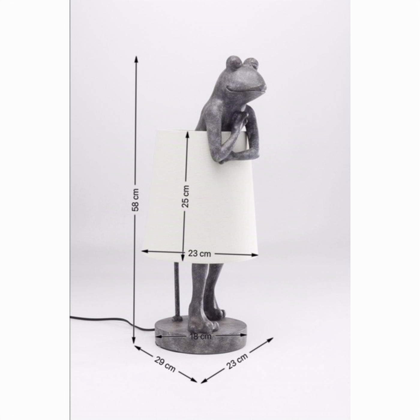 Kare Design Animal Frog Lampada Da Tavolo, Grigio/Bianco, 58X23X29Cm, Animali, Rana, Lampadine Non Incluse
