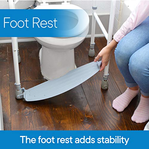 Rms Toilet Safety Frame & Rail - Folding & Portable Bathroom Toilet Safety Rails - Handrail Toilet Bars With Adjustable Height (White) #TOP3