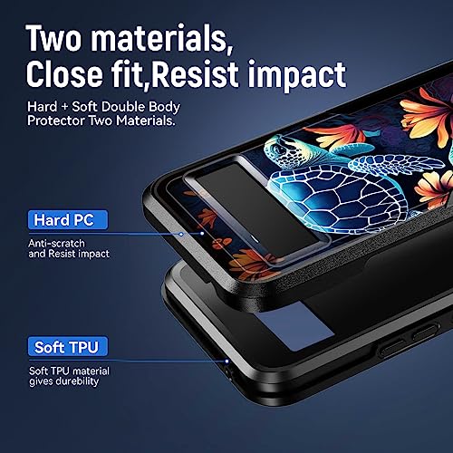 JHYYTUJTYP for Pixel 7A Case,[Military Grade Drop Tested] Heavy-Duty Tough Rugged Shockproof Protective Case for Google Pixel 7A 6.1",Sea Turtle with Flowers - image 2
