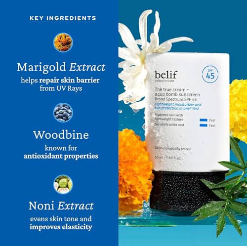belif Aqua Bomb SPF 45 Hydrating Niacinamide Sunscreen (1.69 fl. oz) - The True Cream PA++++, Daily Broad Spectrum, No White Cast, Weightless & Invisible, Non-Greasy, Korean Skincare - Image 5