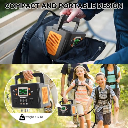 Image of HOWEASY Portable Power Station with Foldable 60W Solar Panel,260W Solar Generator with PD 65W,110V Pure Sine Wave AC Outlet for Outdoor Camping Trip Home Backup Emergency
