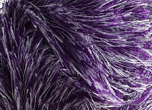 Image of Eyelash Fun Fur Yarn Premium 100% Polyester 164 Yds (150 Mt), 3.53 Oz (100 Gr) Colorful Crochet Yarn Dıy Hand Knitting. (White Purple, 1 Skein)
