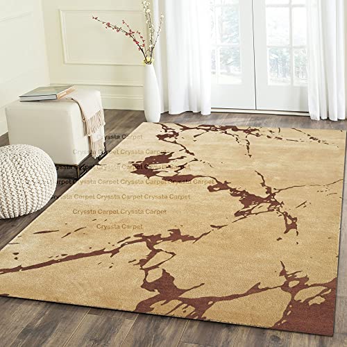 Image of Cracks Carpet for Living Room Size 6x8 Feet (180x240 cm) Color Beige & Brown
