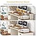 TVU Farmhouse Computer Desk with Drawers, 65'' Home Office Desk with Power Outlets, Storage Cabinet and Printer Stand, Study Writing Desks with Long Monitor Stand, Brown and White