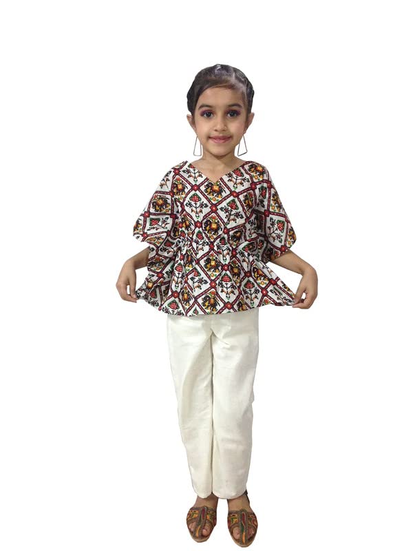 Aglare Cotton Kaftan for Baby Girls kaftan dress,kaftan nighty,kaftan kurtis,kaftan top White 3