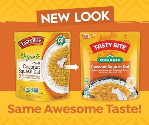 Tasty Bite Organic Coconut Squash Dal, 10 Ounce, Pack Of 6, Ready To Eat, Microwavable Entree, Vegan #TOP1