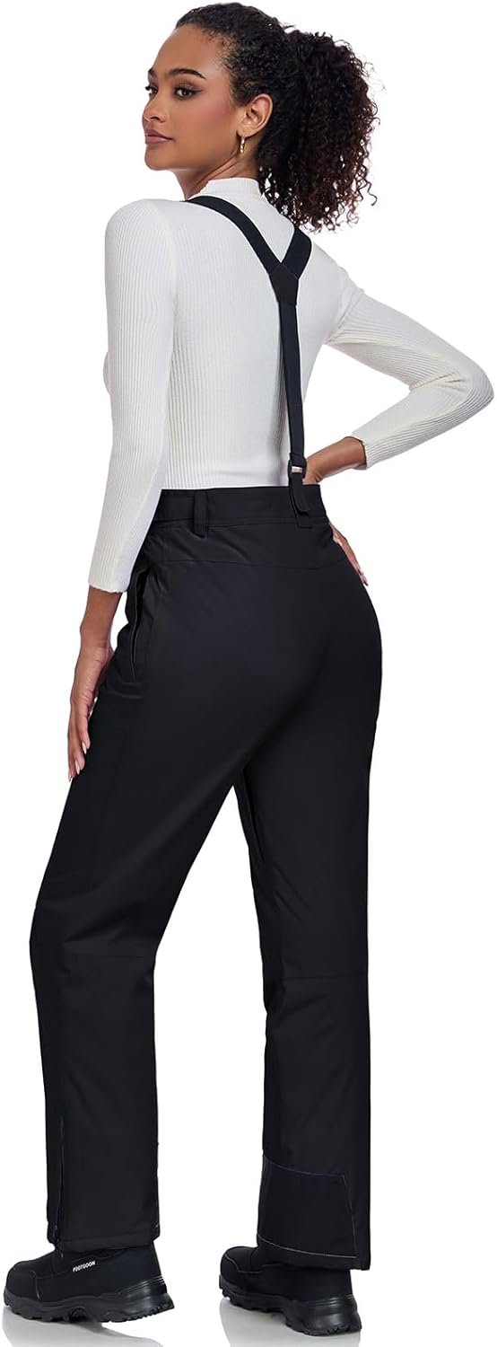 ALSOGO Women's Insulated Snow Pants Winter Warm Ski Pant Outdoor Waterproof Snowboard Bibs with Detachable Suspender - Image 3