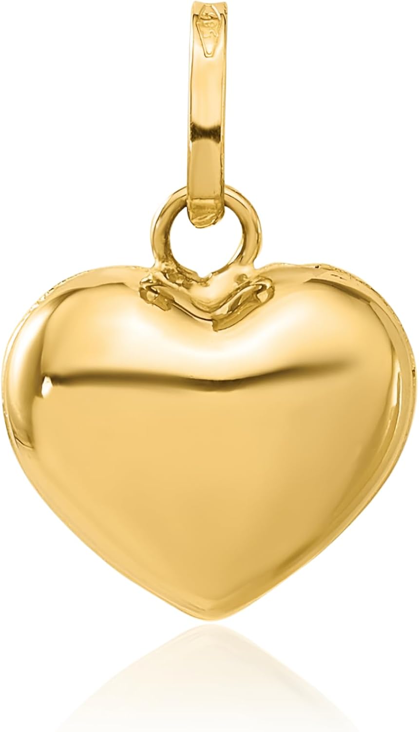 IceCarats 14K Solid Yellow Gold Heart Necklace Love Pendant Charm - Image 4
