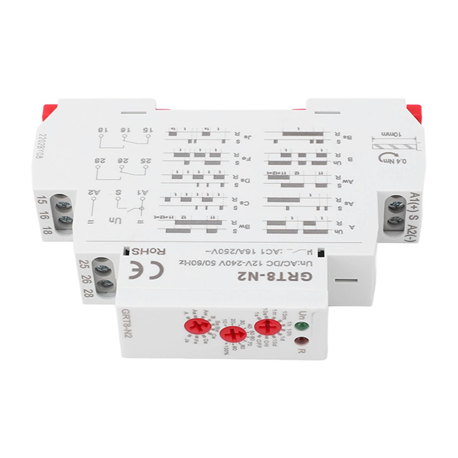 Relé de retardo de Tiempo Ajustable Multifuncional Temporizador Industrial de Montaje en riel DIN con Indicadores LED Carcasa de ABS Retardante de Llama para Sistemas de co
